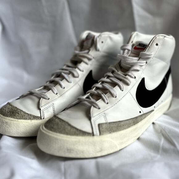 Nike Blazer Mid '77 Vintage Sneakers – Men's Size 10 – White/Black – Pre-Owned - Picture 1 of 12